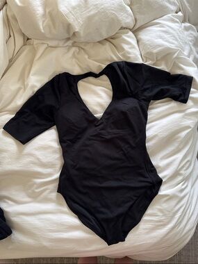 SPANX Black Swim One-Piece with Subtle Texture